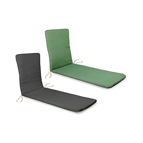 Cojín de Tumbona Reversible Exterior Desenfundable Verde/Gris Cover