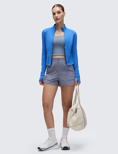 Image of CRZ YOGA Butterluxe Jackets Waist Length | Extremely Soft, Athletic, Slim Fit, Full Zip, Side Pockets, Thumb Holes, for Women