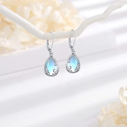Dangle Earrings Sterling Silver Moonstone/Turquoise/CZ/Crystal Earrings for Women Tree of Life Animal Filigree Leverback Earrings Jewelry Gifts2