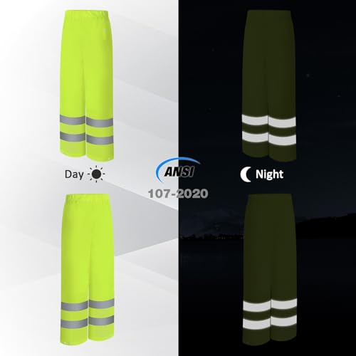 Rain Pants, High Visibility Safety Coat, Hi Vis Waterproof Work Pants, Lightweight Rain Gear for Outdoor Activities, Men Women, Yellow P, L-XL2