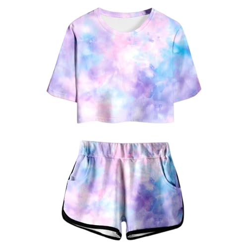 Ensemble été filles fleuri avec haut et short en coton léger pour junior 4-14 ans