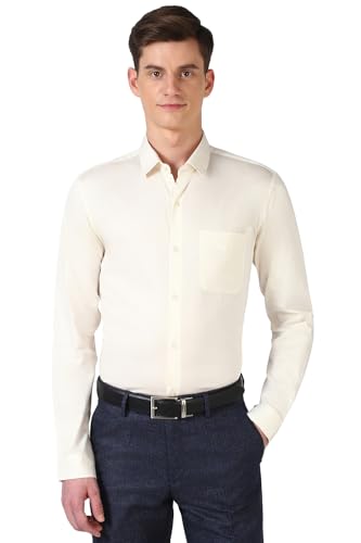 Image of Peter England Men's Satin Solid Regular Fit Formal Shirt | Cotton with Satin Sheen | Luxury