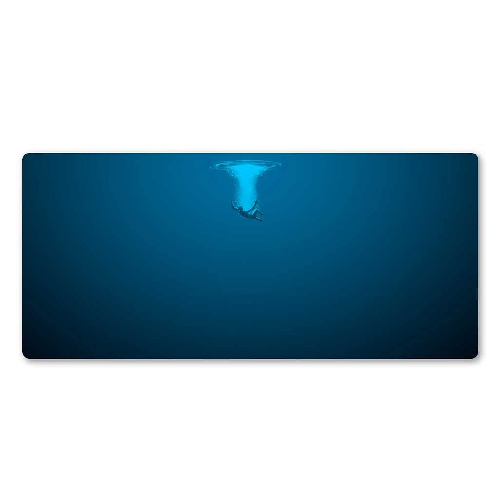 Gaming muismat blauwe bureaumat, abstracte muismat XXL 1000 x 500 x 3 mm, muismat groot waterbestendig oppervlak anti-slip basis met gestikte randen bureauonderlegger, verbeterde precisie en snelheid