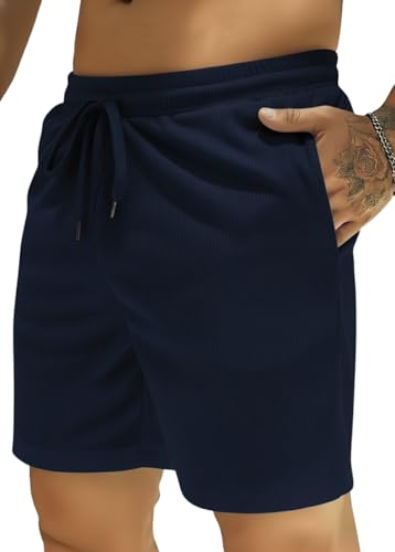 Image of INKKR Men's Premium Polyester Casual Ribbed Shorts ||Loose Fit with 2 Pocket Shorts