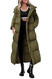 PRETTYGARDEN Women's Winter Long Puffer Coats Hooded Zip Up Casual Thickened Down Jackets Trendy Warm Clothes Outerwear (Army Green,Medium)