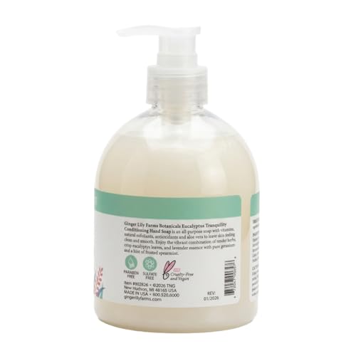 Image of Ginger Lily Farms Botanicals Conditioning Liquid Hand Soap Refill, 100% Vegan & Cruelty-Free, Eucalyptus Tranquility, 16.9 Fl Oz