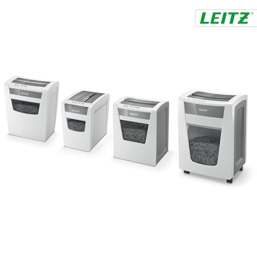 Leitz IQ Aktenvernichter Home Office, 12-10 Blatt (70-80 g/m²), TÜV+GS zertifiziert, Partikelschnitt, Sicherheitsstufe P4, Die Nummer 1 am Markt, 23L Behälter, Schredder für Büro, Weiß, 80090000