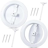 Therwen 2 Pcs Fits 6 Inch Neck Air Duct, Steel Butterfly Damper for 6' Round Ceiling Air Diffuser with Plastic Key Handle, Round Ceiling Vent Cover, Damper Outer Dimension: 7-1/2', White