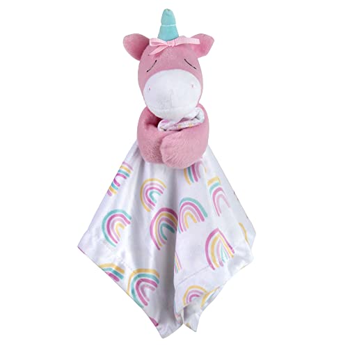 Image of Minky Animal Snuggler Lovey Blanket for Kids, Babies, Boys, Girls, Gender Neutral Security Blanket with Stuffed Animal (Enchanting Unicorn)