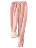 Yeokou Women's Winter Warm Athletic Sweatpants Sherpa Lined Joggers Fleece Pants(Pink-S)
