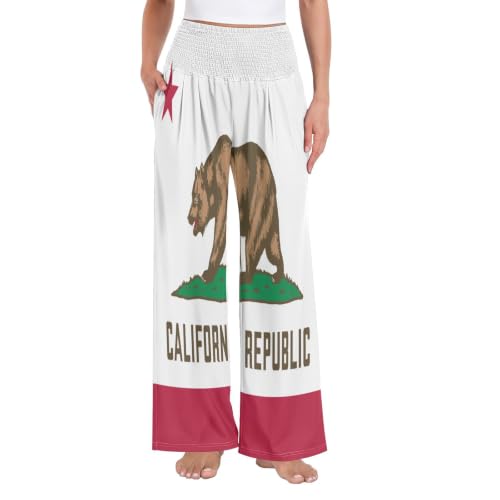 Pantalon ample pour femme confortable et infroissable au motif Californie GuoChe