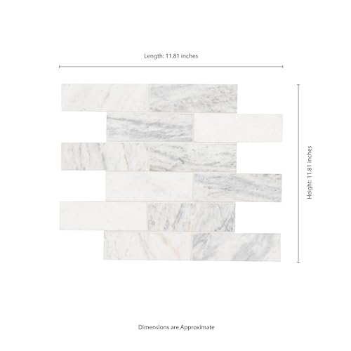MSI Capri Blue 12 in. x 12 in. Subway Honed Marble Tile for Kitchen Backsplash, Floor Tile, Wall Tile for Bathroom, Shower Wall Tile, Mesh Mounted Mosaic Tile by MSI - Image 5