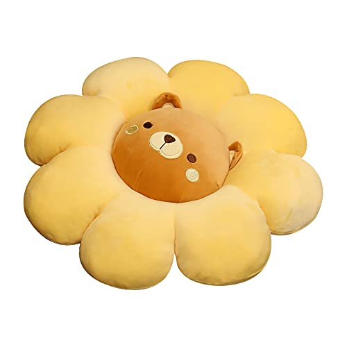 Seyomi Animal Flower Floor Plush Pillow Seating Cushion, Cute Sunflower Room Decor For Girls，Floor Pillow For Reading And Lounging(Bear 17.7 Inches) #TOP8