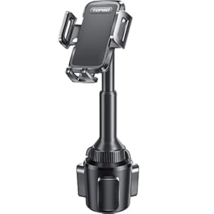 TOPGO Cup Phone Holder for Car, [Upgraded Telescopic Arm & Firmly Stable] Cup Phone Mount for iPhone 17 and More Smartphone – Black
