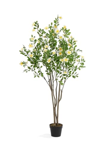 Image of Fox & Fern Artificial Bougainvillea Plant | with Basic Pot | Elevate Any Corner of Your Home /Office | Ornamental Plant Best for Home Decor (Pack of 1) (Ht. 4Ft) (Magnolia 140cm Yellow)