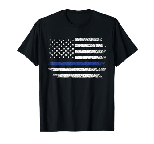 Thin Blue Line Men's American Flag T-Shirt T-Shirt