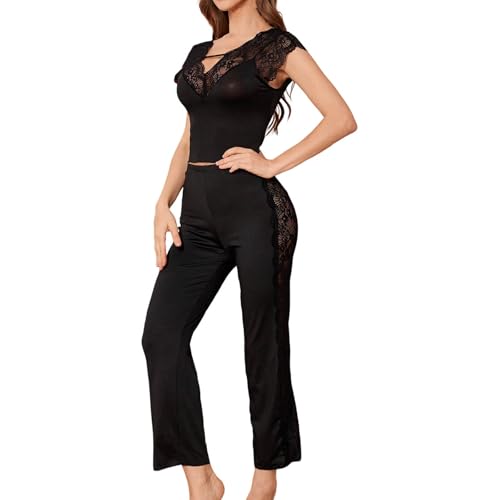 Combinaison-pantalon en dentelle confortable pour tenue de nuit