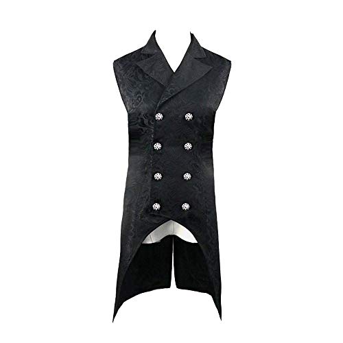Chaleco gótico para hombre BaronHong de brocado medieval steampunk con corte cruzado
