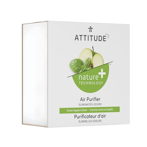 ATTITUDE Odor Eliminator with Activated Carbon, Plant-Based Air Purifier, Vegan, Green Apple & Basil Scent, 227 grams