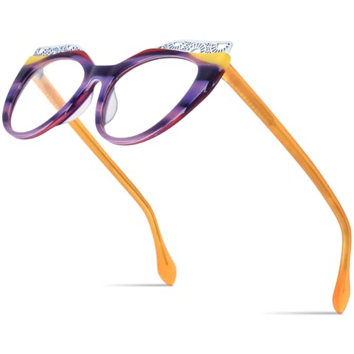 Image of HEPIDEM Multicolor Acetate Glasses Frame Women Cat Eye Eyeglasses Men Optical Spectacles 9291