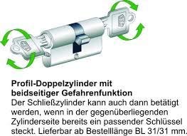 BKS Profilzylinder PZ 8812 Baulänge: 31/31 (30/30) mit Gefahrenfunktion, Nickel, Schloss...