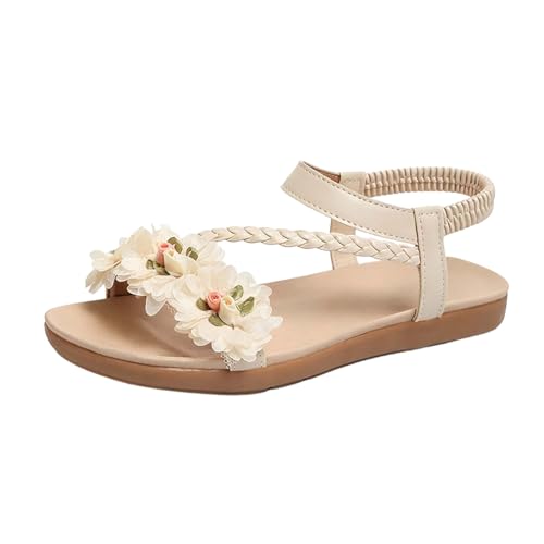Sandales plates femme confortables avec fleurs légères pour la plage et la piscine