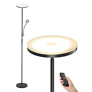 Anten Staande lamp LED dimbaar | zwarte vloerlamp 30W met flexibele 5W leeslamp | moderne plafondschijnwerper 2000LM met 4 kleurtemperatuur voor woonkamer, slaapkamer, kantoor, hotel