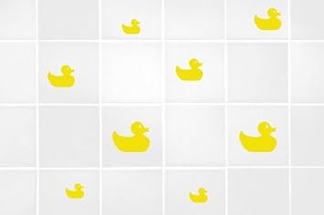 60 Second Makeover Limited Set of 10 Bathroom Ducks Wall Stickers Kids Playroom Bedroom Ensuite Toilet Bathroom Wall Art Rubber Ducks Waterproof Vinyl Stickers - Black Matt