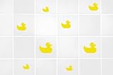 Juego de 10 Pegatinas Murales con Forma de Patitos de Goma - Adecuadas para Decoración de Baño, Habitación de Juegos o de Niños - Azul Celeste Mate