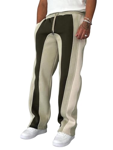 ZAFUL Mens Casual Joggers Sweatpants Drawstring Side Striped Color Block Wide Leg Tapered Loose Pants