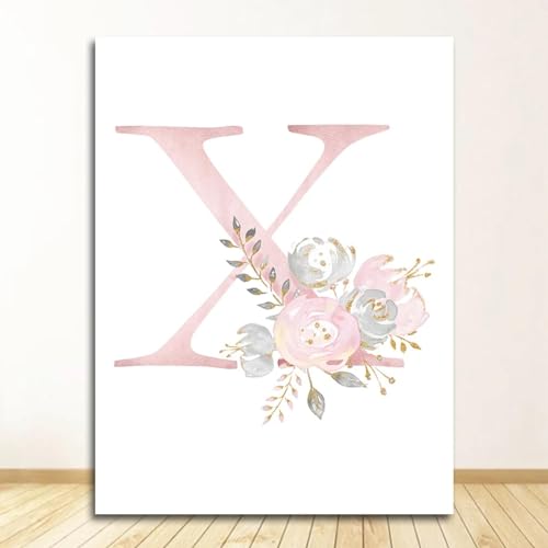 Toile art peinture lettre X fleurs pour décorer un mur vide 35x50
