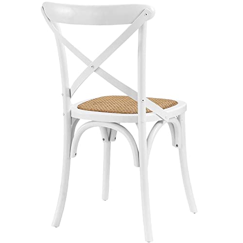 Modway Gear Rustic Modern Farmhouse Elm Wood Rattan Dining Chair In White #TOP4