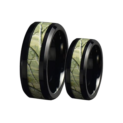 Bague couple acier inoxydable anti-rayures anneau noir branches d'arbre