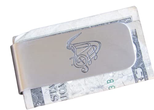 Music Money Clip, Various Metals to Choose, Wording can be added to bothsides