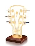 CoolGift Mart Light Up Guitar Pick Holder, Acrylic Guitar Headstock Shaped Pick Holder with Wooden Base for Picks Storage and Display, Gift for Guitar Players Guitarists