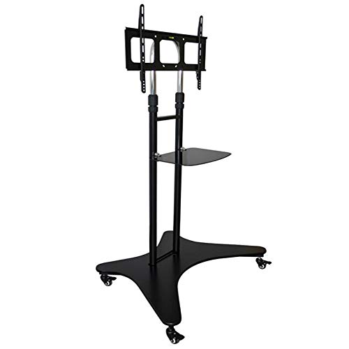 Rostfreier Stahl TV Sideboard für 32-70 Zoll Bildschirme,Schwarz Sideboard TV mit Rollen bis 81.6KG Höhenverstellbar Neigbar, Max VESA 600x400mm