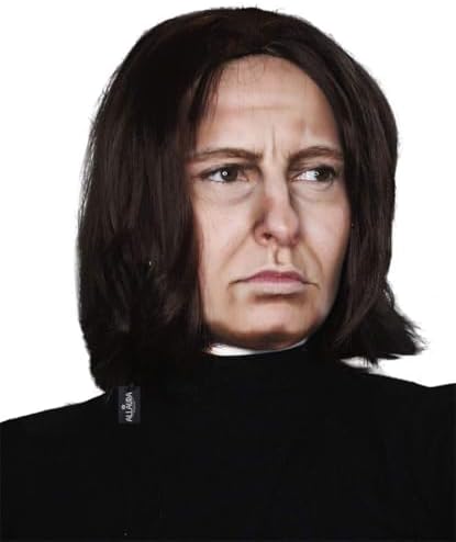 ALLAURA Compatible with Severus Snape Costume – Long Black Wig for Men – Dark Wizard, Professor, Vampire, Farquaad, Wick, Michael, Vincent Cosplay – Adult Halloween Hairpiece for Movie & Fantasy Looks