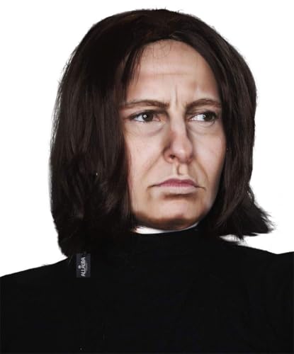 ALLAURA Compatible with Severus Snape Costume – Long Black Wig for Men – Dark Wizard, Professor, Vampire, Farquaad, Wick, Michael, Vincent Cosplay – Adult Halloween Hairpiece for Movie &amp; Fantasy Looks
