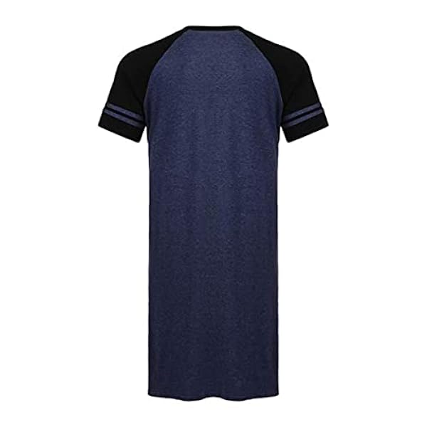 Mannen Nachthemd Korte Mouw Pyjama's Comfortabel Groot En Lang Henley Slaapshirt Huisjas Nachtkleding