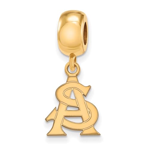 LogoArt 14k Yellow Gold Plated Sterling Silver Arizona State University Sm Dangle Charm