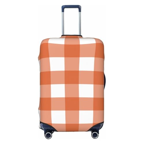 Spandex Travel Luggage Cover,Orange And White Plaid Suitcase Protector Bag Dust-Proof Washable Suitcase Cover