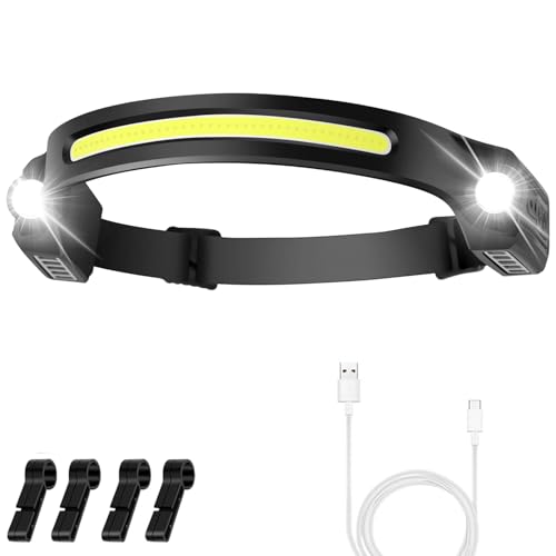 Head Torch Rechargeable, Super Bright 2000Lumen Headtorch,260°Wide Beam Sensor Control Headlamp,5 Modes Waterproof Lightweight Head Light for Adults, Kids Camping,Running,Jogging,Fishing,Hiking