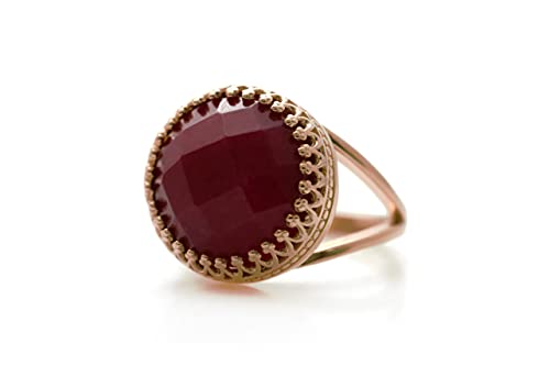 Bague en jade femme or rose | Bijoux faits main bague couronne de naissance
