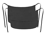 Etrexonline Delantal de Cintura Negro Delantal Corto con 3 Bolsillos para Camarero Chef Restaurante Panaderia Casa - Pack de 2