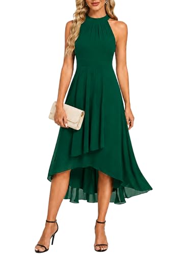 Image of Ever-Pretty Women's Halter Chiffon Midi Cocktail Wedding Guest Dress