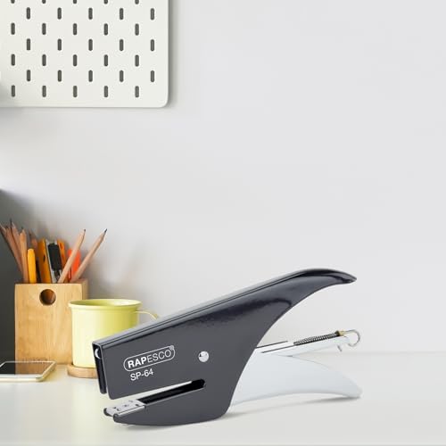 Image of Rapesco 1267 SP-64 Stapling Plier and 1000 Type 21 /4mm Staples, 12 Sheet Capacity, Black