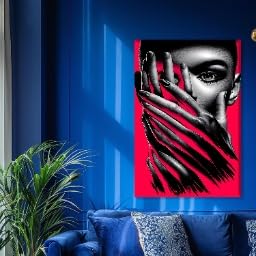 Tableau abstrait moderne grand format pour habiller mur blanc
