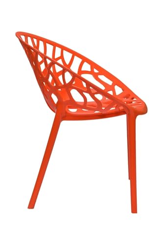Image of activa Crystal Plastic Arm Chair | Stackable Indoor Outdoor Chair for Home, Balcony, Patio & Garden | Comfortable Designer Armrest Chair | Durable Plastic Seating Furniture (Orange, Set of 2)