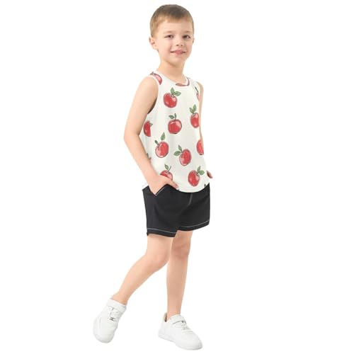 Bolaz Boys Athletic Quick Dry Tank Top Sleeveless Workout T Shirts Age 11-15,Apple Pattern4