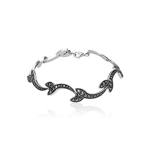 Gemondo USA 925 Sterling Silver Swirling Marcasite Bracelet 7 inch in Length